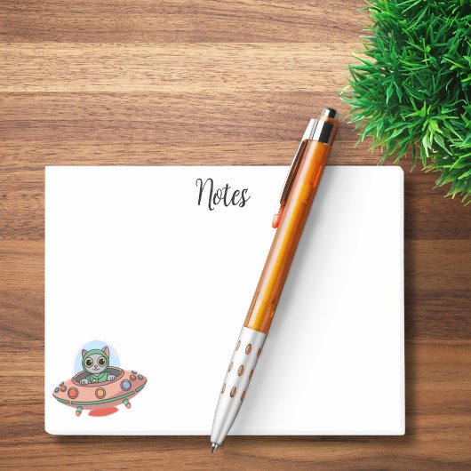 Niedlich Cat Alien & UFO Raumschiff, Individuelle  Post-it Klebezettel