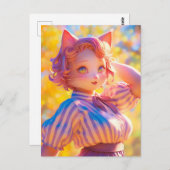 Niedlich Cat Anthro Postkarte (Vorne/Hinten)