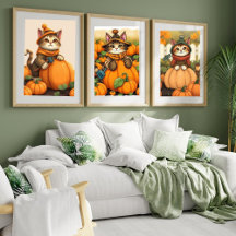 Niedlich Cat Autumn Pumpkin