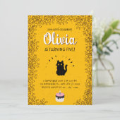 Niedlich Cat Birthday Party Einladung (Stehend Vorderseite)