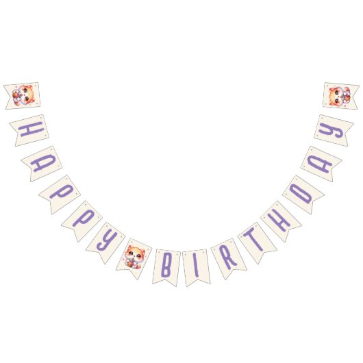 Niedlich Cat Boba Happy Birthday Wimpelkette (Alle)