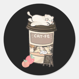 Niedlich Cat Cafe Runder Aufkleber