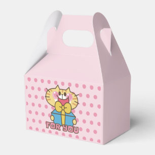 Niedlich Cat Cartoon Baby Pink Polka Dots Party Geschenkschachtel