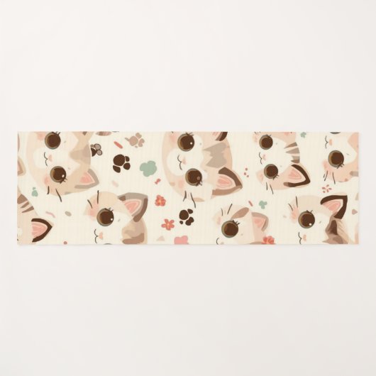 Niedlich Cat Cartoon Funny Pattern Party Yogamatte (Vorderseite (Horizontal))
