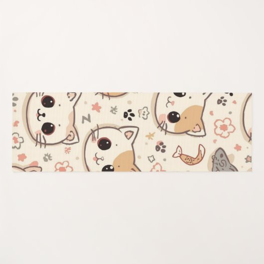 Niedlich Cat Cartoon Funny Pattern Party Yogamatte (Vorderseite (Horizontal))