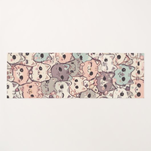 Niedlich Cat Cartoon Funny Pattern Party Yogamatte (Vorderseite (Horizontal))