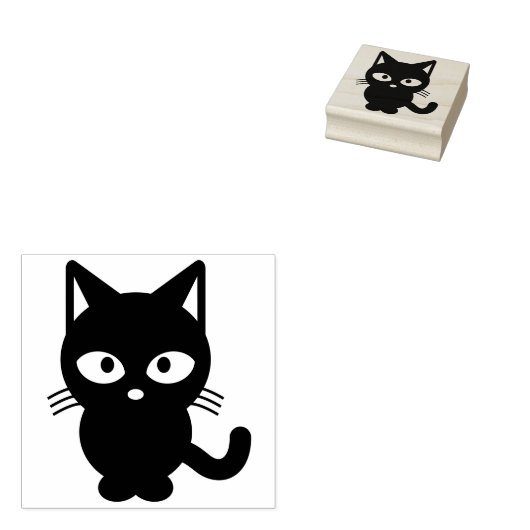 Niedlich Cat Cartoon große Augen Gummistempel (Stempel)