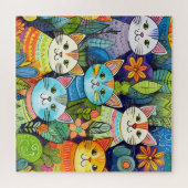 Niedlich Cat Cartoon Muster Puzzle (Horizontal)