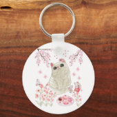 Niedlich Cat Cherry Blossom Schlüsselanhänger (Vorderseite)