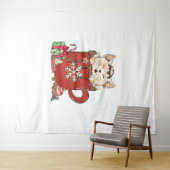 Niedlich Cat Christmas Chocolate Kaffee Wandteppich (Beispiel (Horizontal))