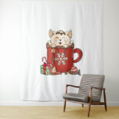 Niedlich Cat Christmas Chocolate Kaffee Wandteppich (Beispiel)