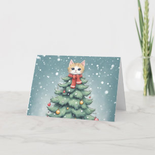 Niedlich Cat Christmas Grußkarte Dankeskarte