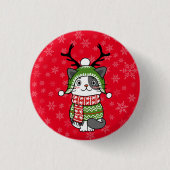 Niedlich Cat Christmas Kleinen Geschenke Galore Button (Vorderseite)