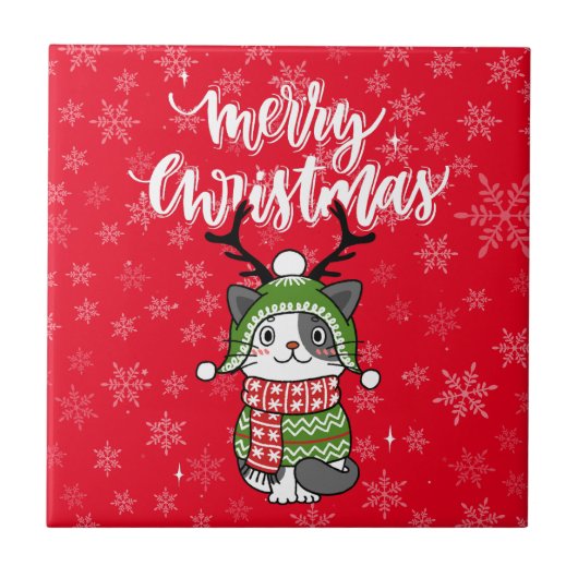 Niedlich Cat Christmas Kleinen Geschenke Galore Fliese (Vorderseite)