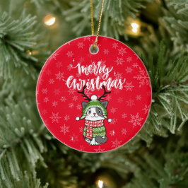 Niedlich Cat Christmas Kleinen Geschenke Galore Keramik Ornament