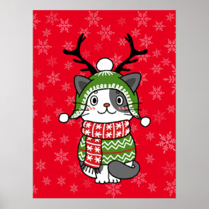 Niedlich Cat Christmas Kleinen Geschenke Galore Poster
