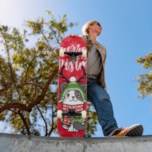 Niedlich Cat Christmas Kleinen Geschenke Galore Skateboard