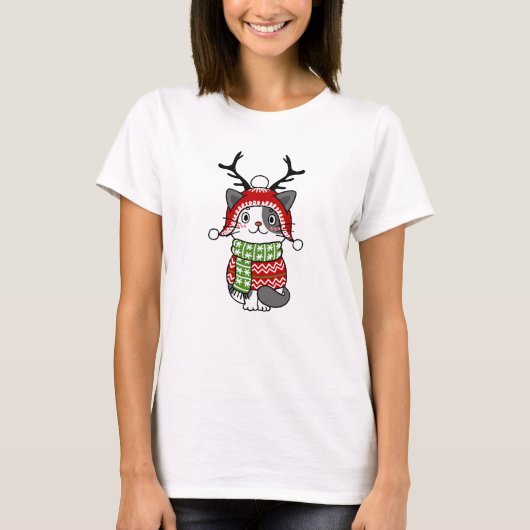 Niedlich Cat Christmas Kleinen Geschenke Galore T-Shirt (Vorderseite)