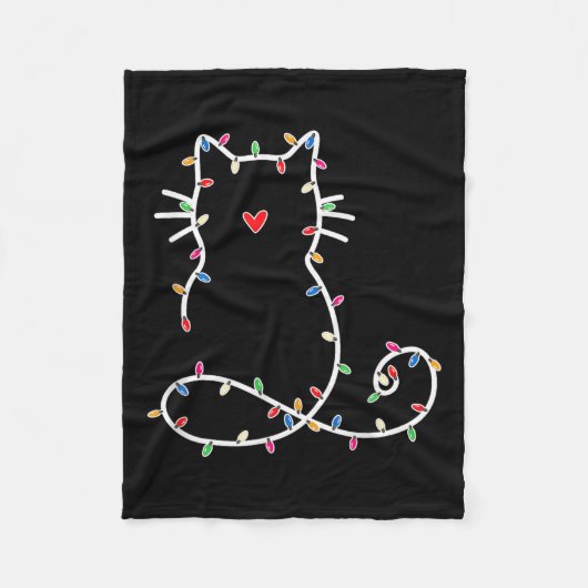 Niedlich Cat Christmas Light Cat Lover Mama Vater Fleecedecke (Vorderseite)