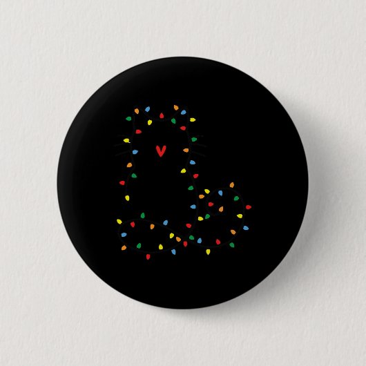 Niedlich Cat Christmas Light Graphic Cat Black Mam Button (Vorderseite)