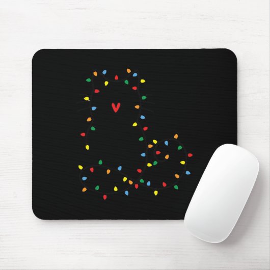 Niedlich Cat Christmas Light Graphic Cat Black Mam Mousepad (Mit Mouse)