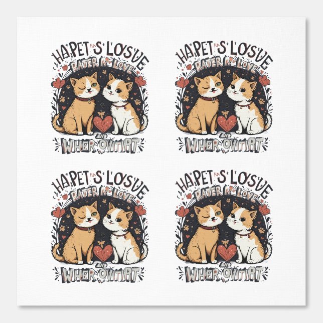 Niedlich Cat Couple Wallpaper - Romantische Kawaii Tapete (Vorderseite)