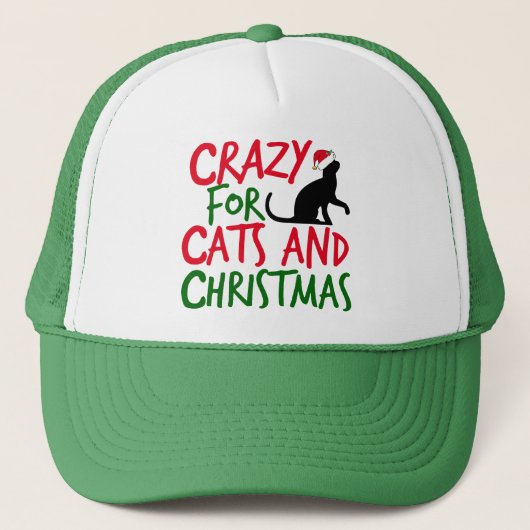 Niedlich Cat Crazy Weihnachten Truckerkappe (Vorderseite)