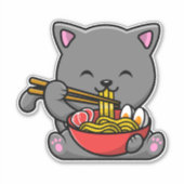 Niedlich Cat Eat Ramen Aufkleber (Vorderseite)