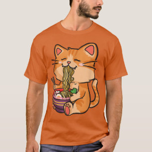 Niedlich Cat Eating Ramen - Otaku Manga Kawaii Cat T-Shirt