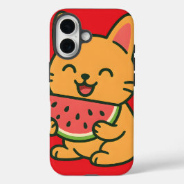 Niedlich Cat Eating Watermelon - Kawaii Funny iPho iPhone 16 Hülle