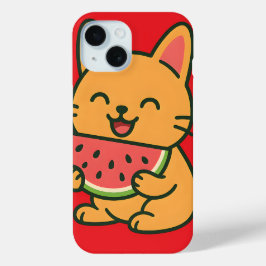 Niedlich Cat Eating Watermelon - Kawaii i iPhone 1 Case-Mate iPhone Hülle
