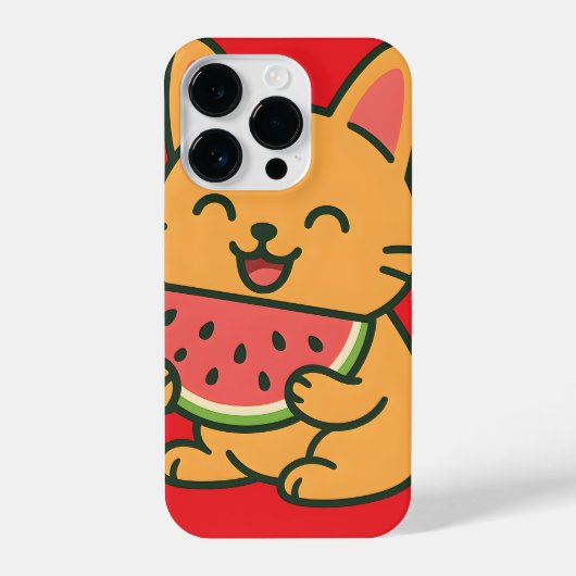 Niedlich Cat Eating Watermelon - Kawaii i iPhone 1 iPhone Hülle (Rückseite)