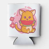 Niedlich Cat Eating Watermelone | Kawaii Dosenkühler (Vorderseite)