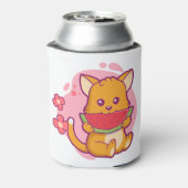 Niedlich Cat Eating Watermelone | Kawaii Dosenkühler (Kanne Rückseite)
