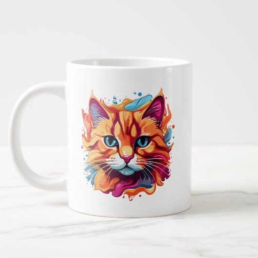 Niedlich Cat Face Digital Art Design-86002 Jumbo-Tasse (Links)