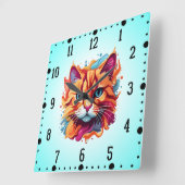 Niedlich Cat Face Digital Art Design-87002 Quadratische Wanduhr (Winkel)