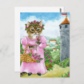 Niedlich Cat Fairy Tale Rapunzel Postkarte (Vorne/Hinten)