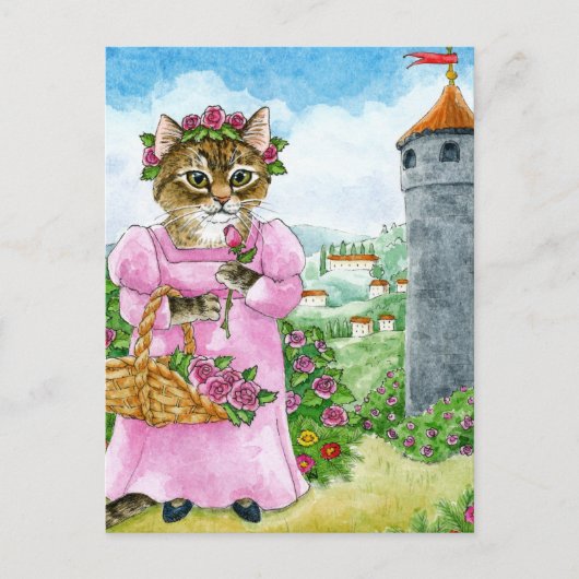 Niedlich Cat Fairy Tale Rapunzel Postkarte (Vorderseite)
