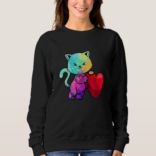 Niedlich Cat Farbenfroher Pop Kitten Adoption Kitt Sweatshirt (Vorderseite)