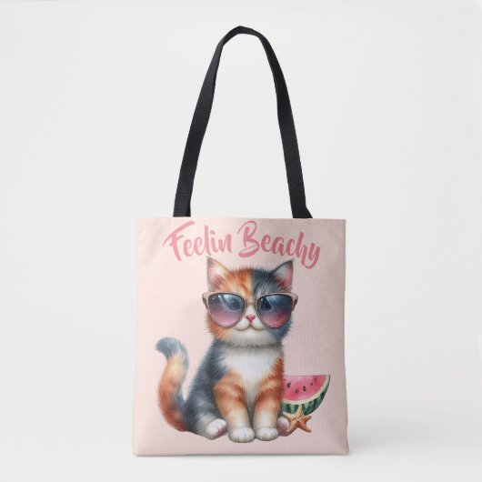 Niedlich Cat Feelin Beachy Tasche (Vorderseite)