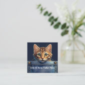 Niedlich Cat Feline Foster Zuhause Theme Quadratische Visitenkarte (Stehend Vorderseite)
