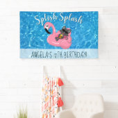 Niedlich Cat Flamingo Kindergeburtstag Pool Party Banner (Insitu)