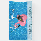 Niedlich Cat Flamingo Kindergeburtstag Pool Party Banner (Vertikal)