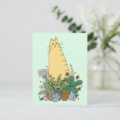 Niedlich Cat Florist Postcard Postkarte (Stehend Vorderseite)