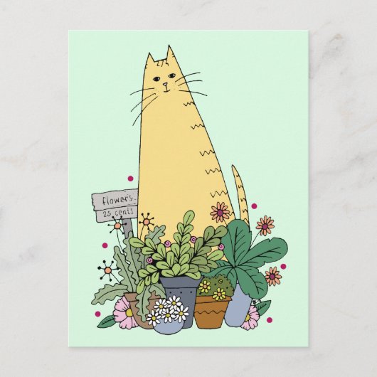 Niedlich Cat Florist Postcard Postkarte (Vorderseite)