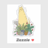 Niedlich Cat Florist Sticker (Blatt)