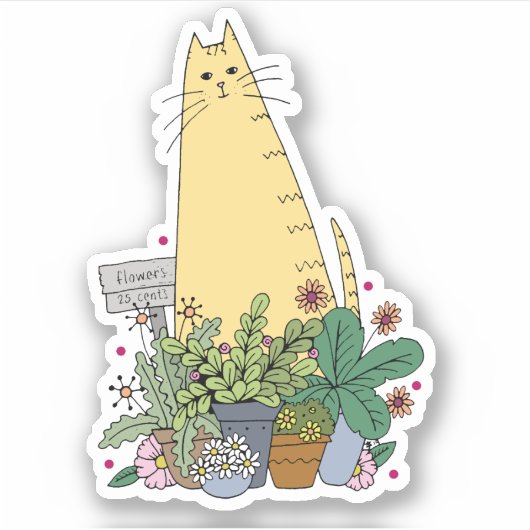Niedlich Cat Florist Sticker (Vorderseite)