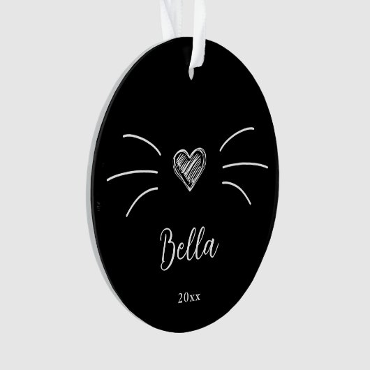 Niedlich Cat Foto Black Ornament (Vorderseite)