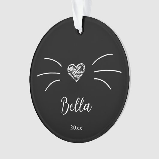 Niedlich Cat Foto Black Ornament (Vorderseite)