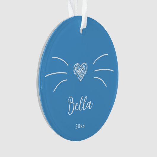 Niedlich Cat Foto Blue Ornament (Vorderseite)